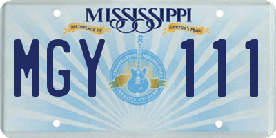 MS license plate MGY111