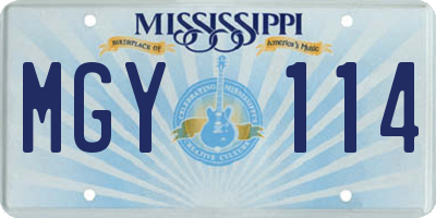 MS license plate MGY114