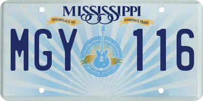MS license plate MGY116