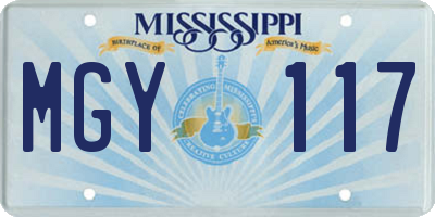 MS license plate MGY117