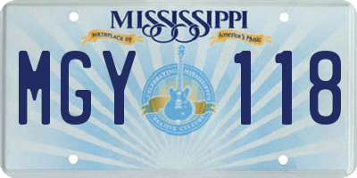 MS license plate MGY118