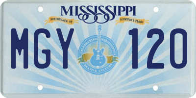 MS license plate MGY120