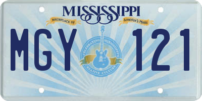 MS license plate MGY121