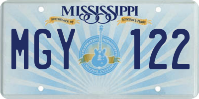 MS license plate MGY122