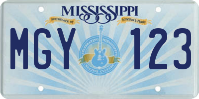MS license plate MGY123