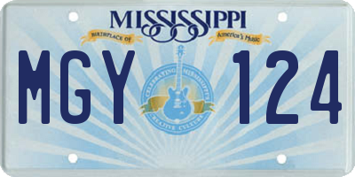 MS license plate MGY124