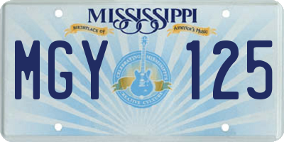 MS license plate MGY125