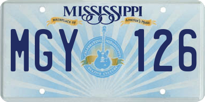MS license plate MGY126