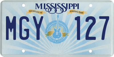 MS license plate MGY127