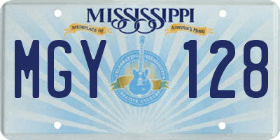 MS license plate MGY128