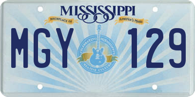 MS license plate MGY129