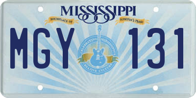 MS license plate MGY131
