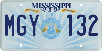 MS license plate MGY132