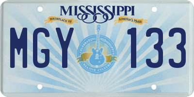 MS license plate MGY133