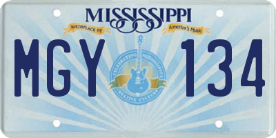 MS license plate MGY134