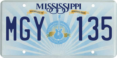 MS license plate MGY135