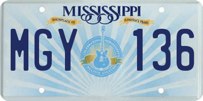 MS license plate MGY136