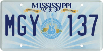 MS license plate MGY137