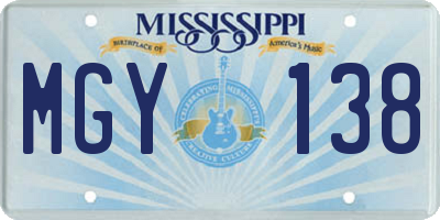 MS license plate MGY138