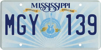 MS license plate MGY139