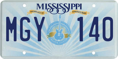 MS license plate MGY140