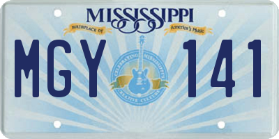 MS license plate MGY141
