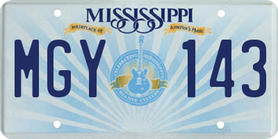 MS license plate MGY143
