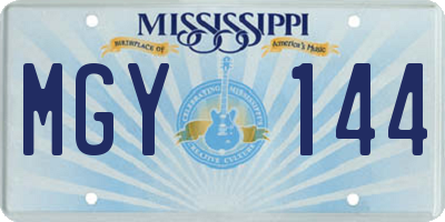 MS license plate MGY144