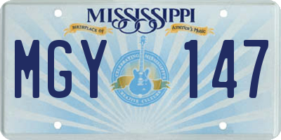 MS license plate MGY147