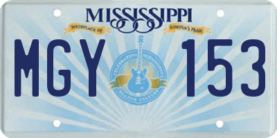 MS license plate MGY153