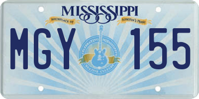 MS license plate MGY155
