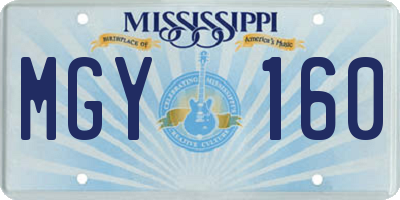 MS license plate MGY160