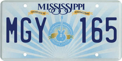 MS license plate MGY165