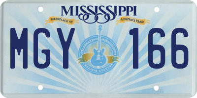 MS license plate MGY166