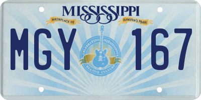 MS license plate MGY167