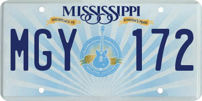 MS license plate MGY172
