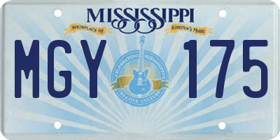 MS license plate MGY175