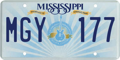 MS license plate MGY177