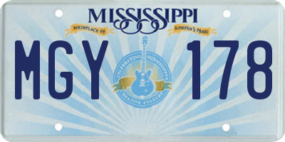 MS license plate MGY178
