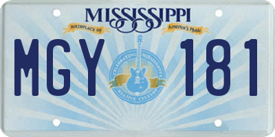 MS license plate MGY181