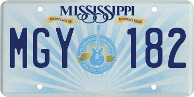 MS license plate MGY182