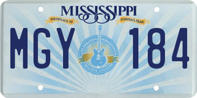 MS license plate MGY184