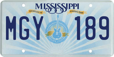 MS license plate MGY189