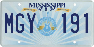 MS license plate MGY191