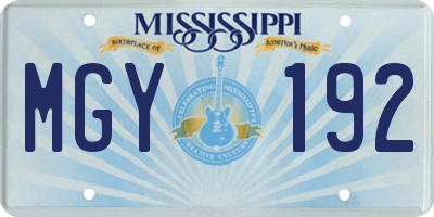 MS license plate MGY192