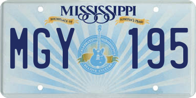 MS license plate MGY195