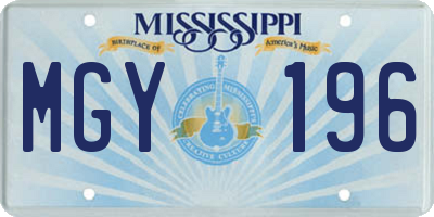 MS license plate MGY196