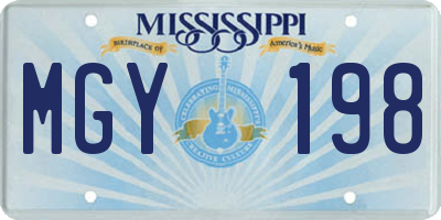 MS license plate MGY198