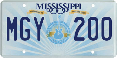 MS license plate MGY200