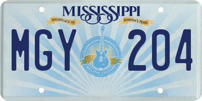 MS license plate MGY204